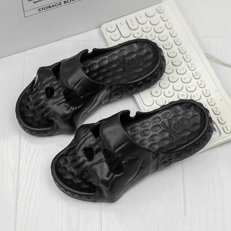 Personalized Skull Design Halloween Slippers Bathroom Indoor Outdoor Funny Slides Beach Shoes - Lab Fashion, Home & Health
