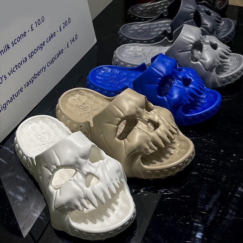 Personalized Skull Design Halloween Slippers Bathroom Indoor Outdoor Funny Slides Beach Shoes - Lab Fashion, Home & Health