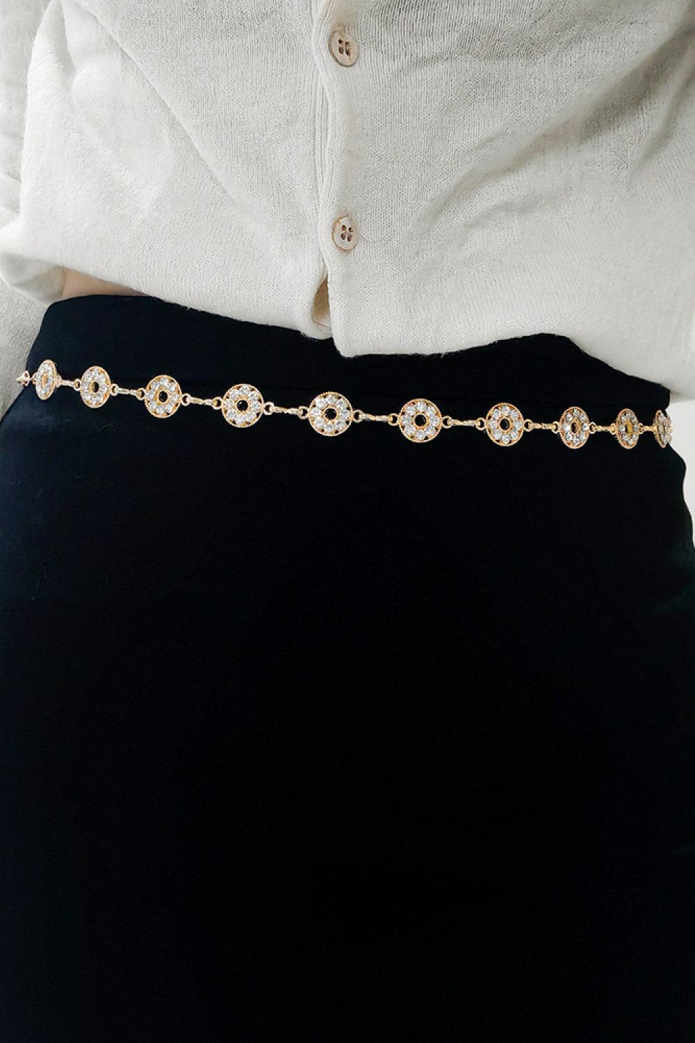 Rhinestone Decor Zinc Alloy Belt - Lab Fashion, Home & Health