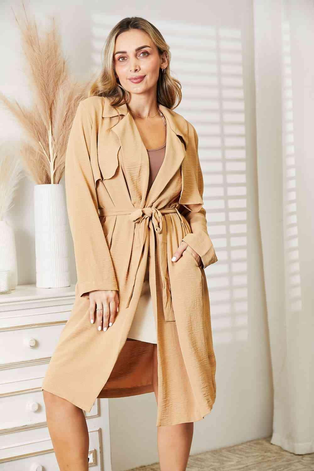 Culture Code Full Size Tied Trench Coat with Pockets - Lab Fashion, Home & Health