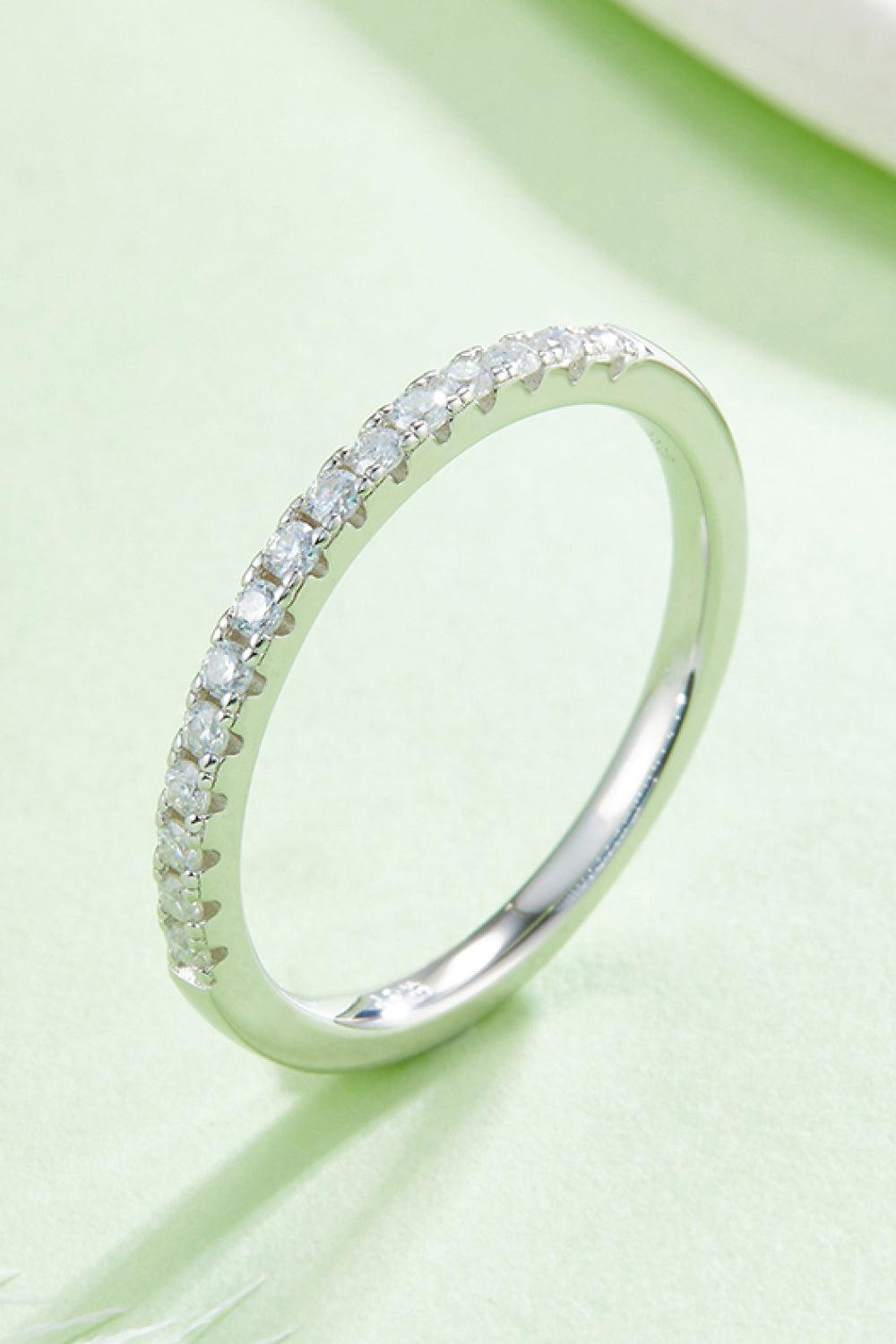 Moissanite Platinum-Plated Half-Eternity Ring - Lab Fashion, Home & Health