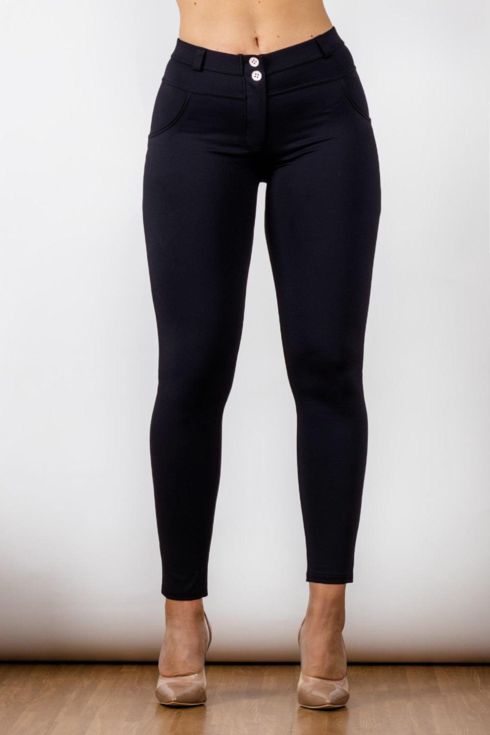 Full Size Contrast Detail Buttoned Leggings - Lab Fashion, Home & Health