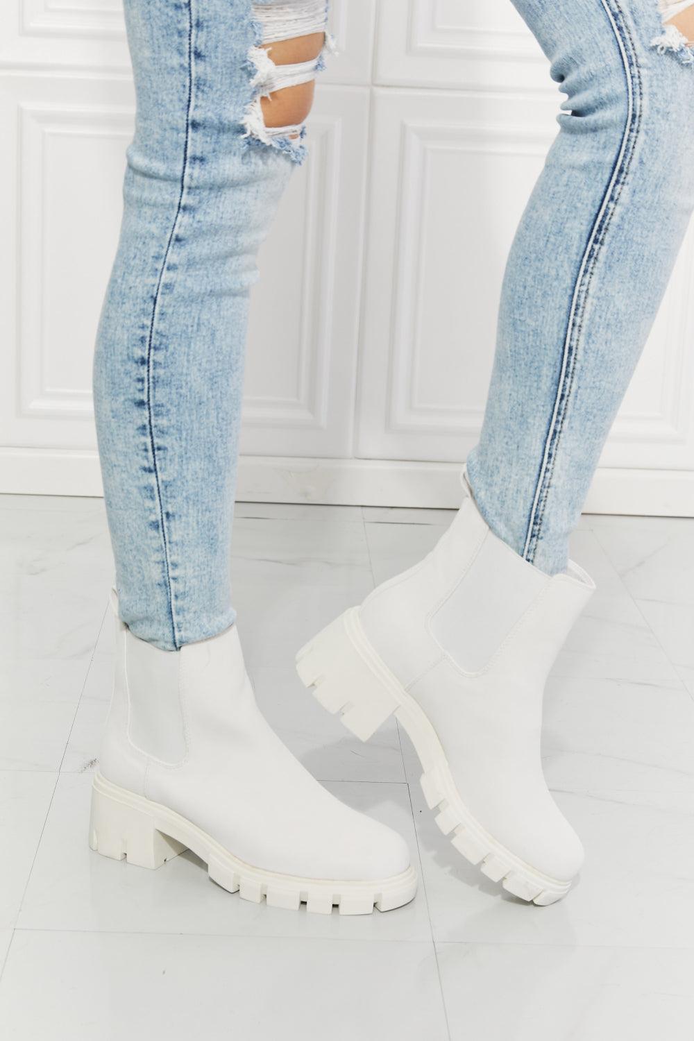 MMShoes Work For It Matte Lug Sole Chelsea Boots in White - Lab Fashion, Home & Health