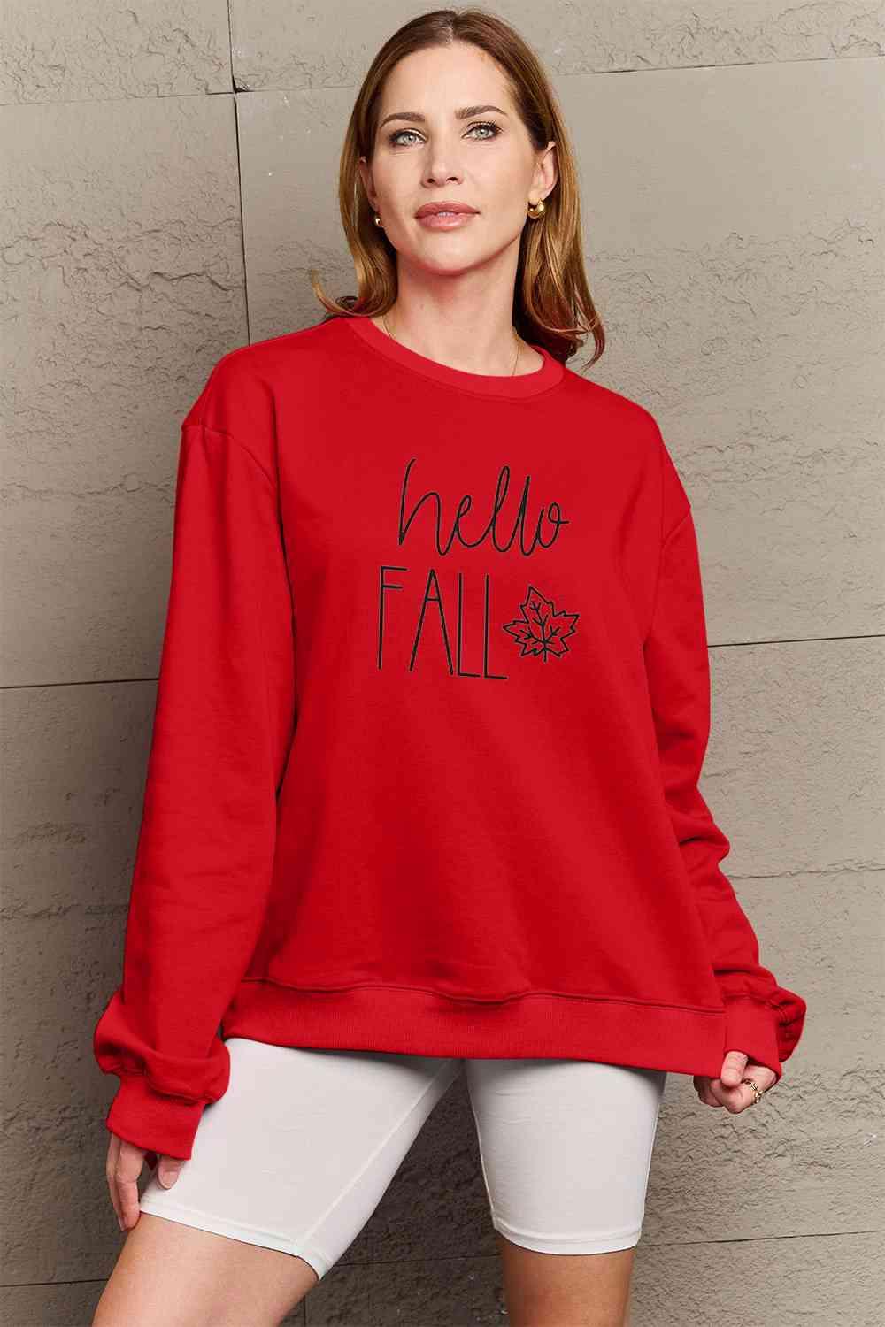 Simply Love Full Size HELLO FALL Graphic Sweatshirt - Lab Fashion, Home & Health
