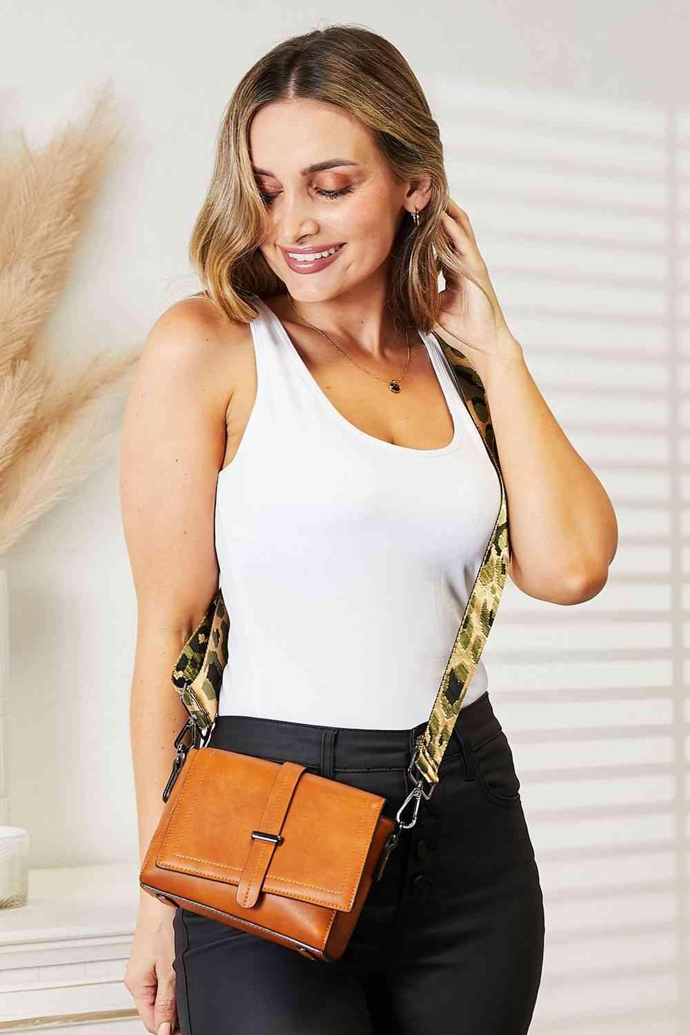 SHOMICO PU Leather Wide Strap Crossbody Bag - Lab Fashion, Home & Health