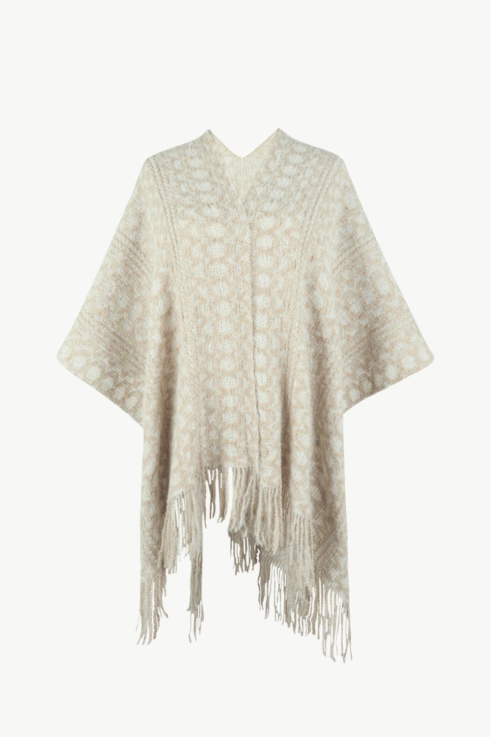 Open Front Fringe Hem Poncho - Lab Fashion, Home & Health