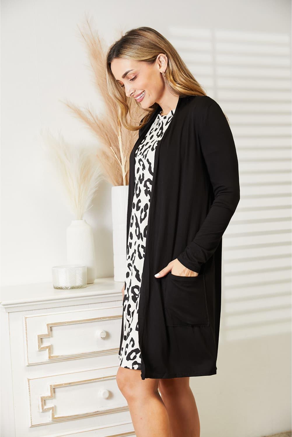 Celeste Full Size Open Front Longline Cardigan with Pockets - Lab Fashion, Home & Health