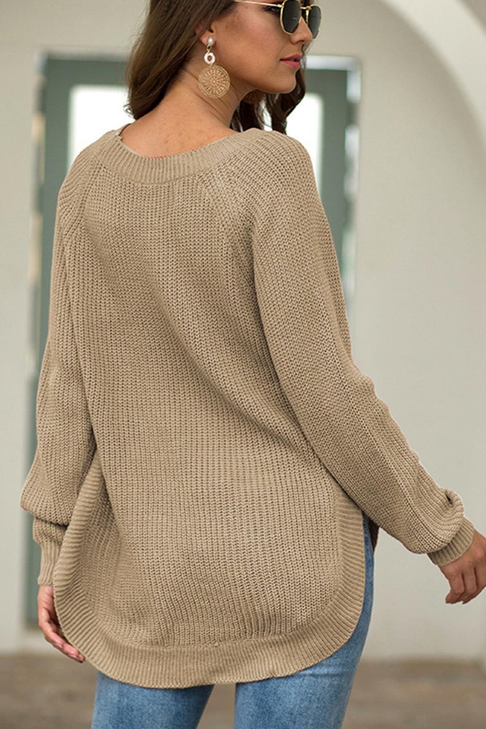 Round Neck Ribbed Knit Top - Lab Fashion, Home & Health