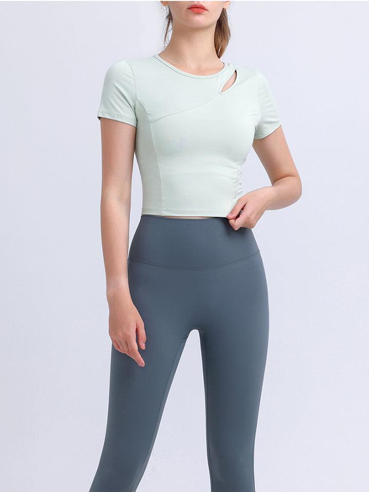 Round Neck Short Sleeve Active Top - Lab Fashion, Home & Health