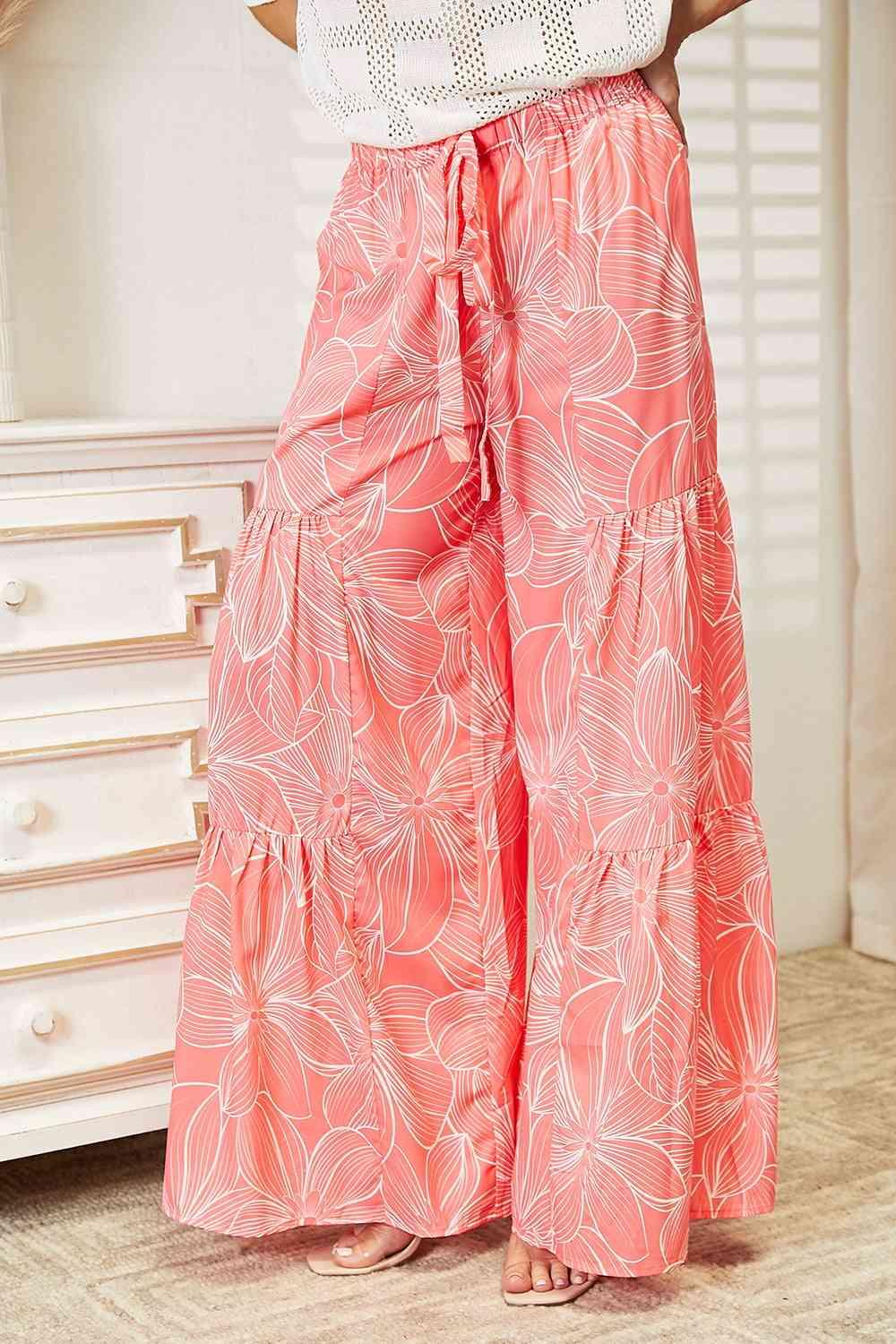 Double Take Floral Tiered Wide Leg Pants - Lab Fashion, Home & Health