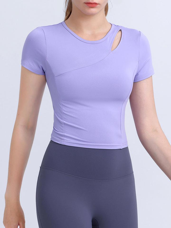 Round Neck Short Sleeve Active Top - Lab Fashion, Home & Health