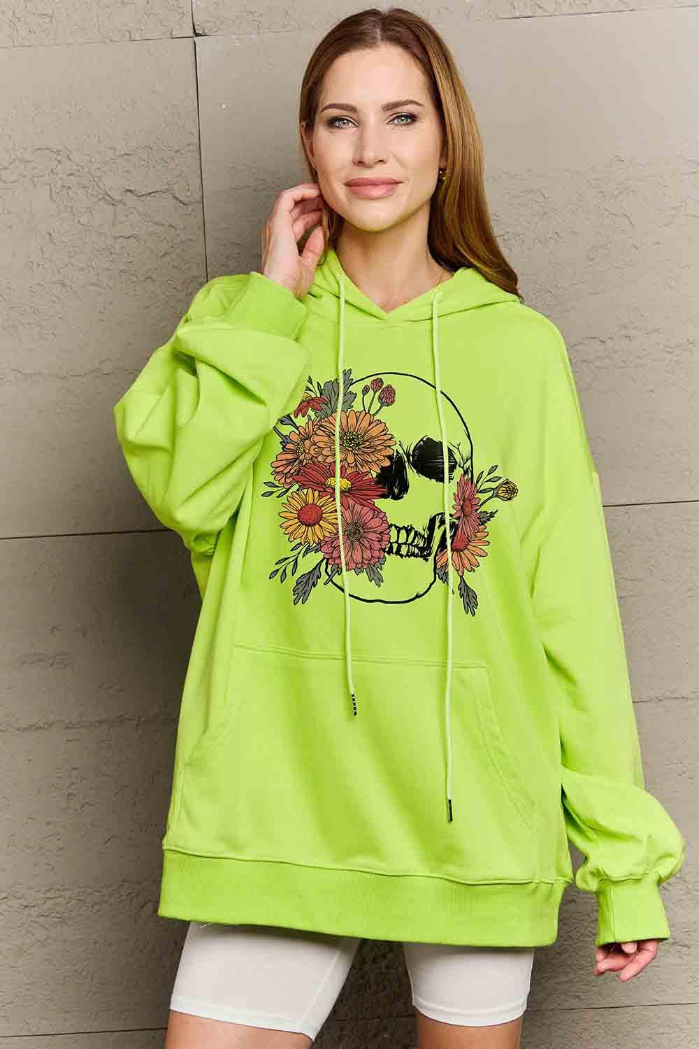 Simply Love Simply Love Full Size Floral Skull Graphic Hoodie - Lab Fashion, Home & Health