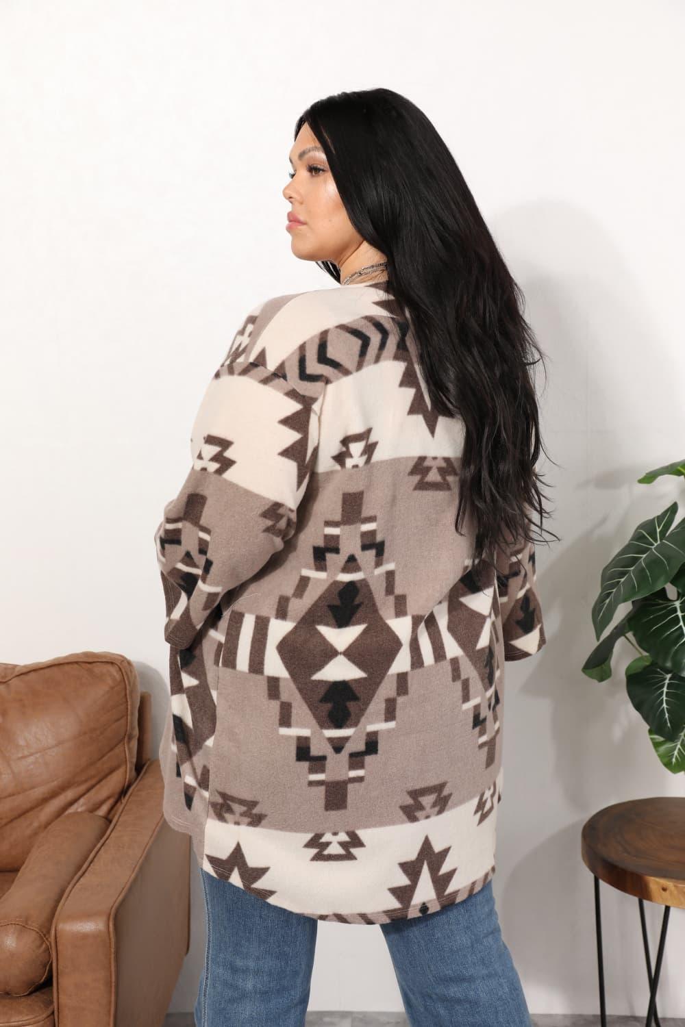 Sew In Love Full Size Cardigan with Aztec Pattern - Lab Fashion, Home & Health