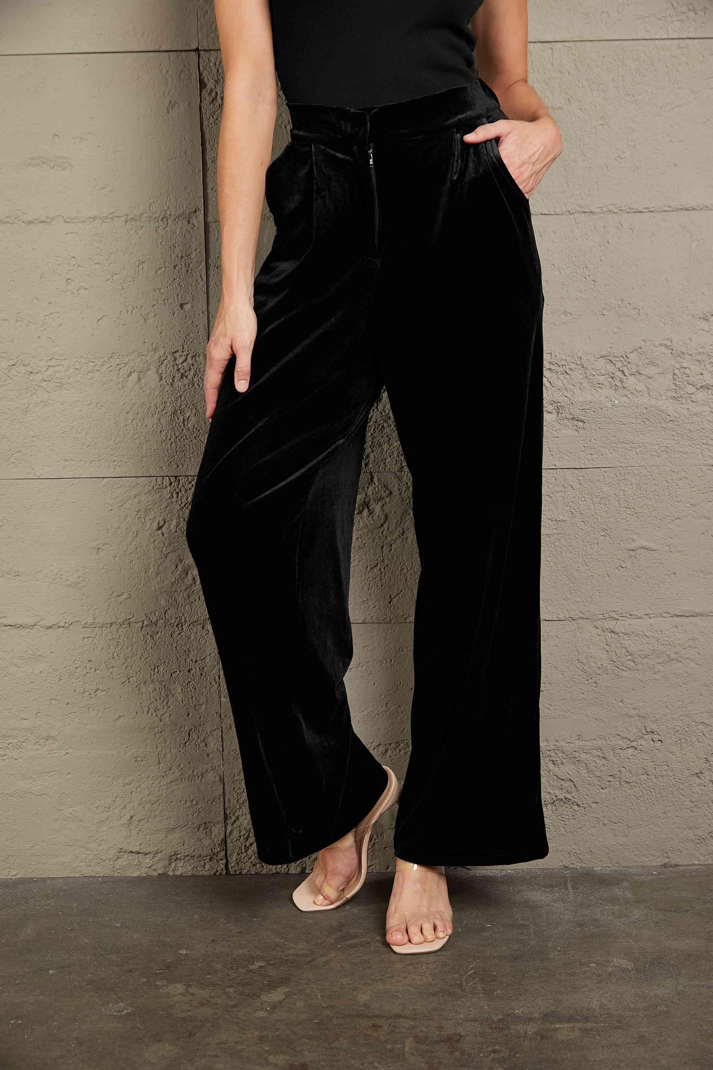Double Take Loose Fit High Waist Long Pants with Pockets - Lab Fashion, Home & Health