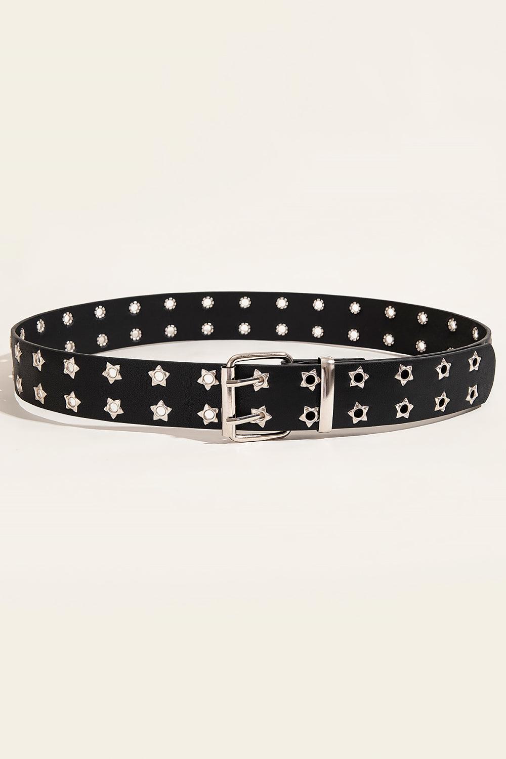 Double Row Star Grommet PU Leather Belt - Lab Fashion, Home & Health