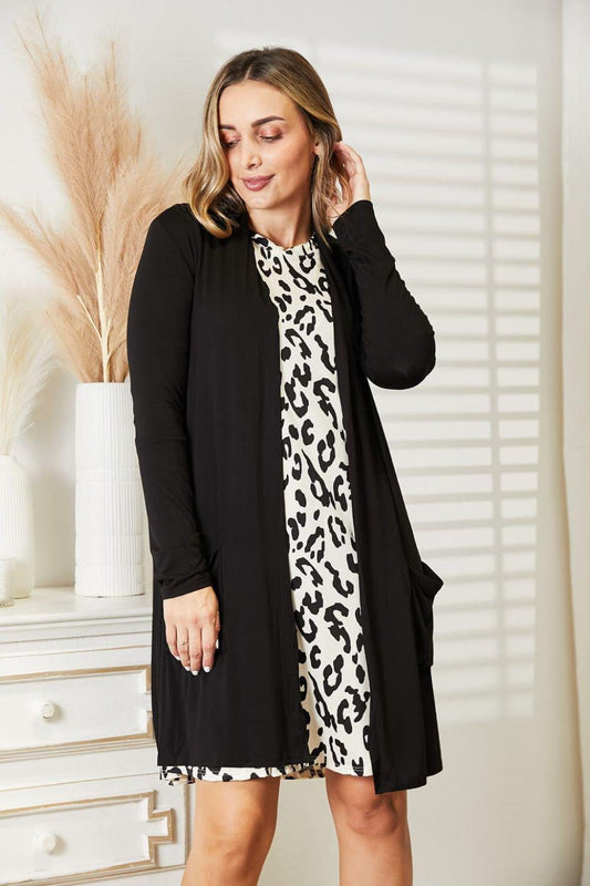 Celeste Full Size Open Front Longline Cardigan with Pockets - Lab Fashion, Home & Health