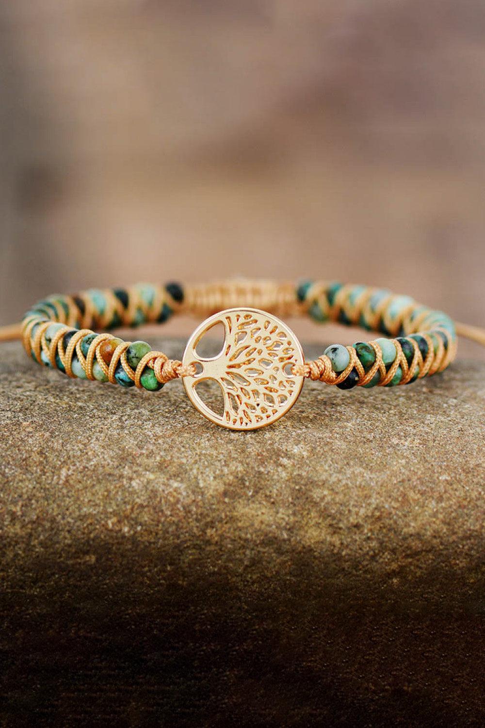 Handmade Tree Shape Beaded Copper Bracelet - Lab Fashion, Home & Health