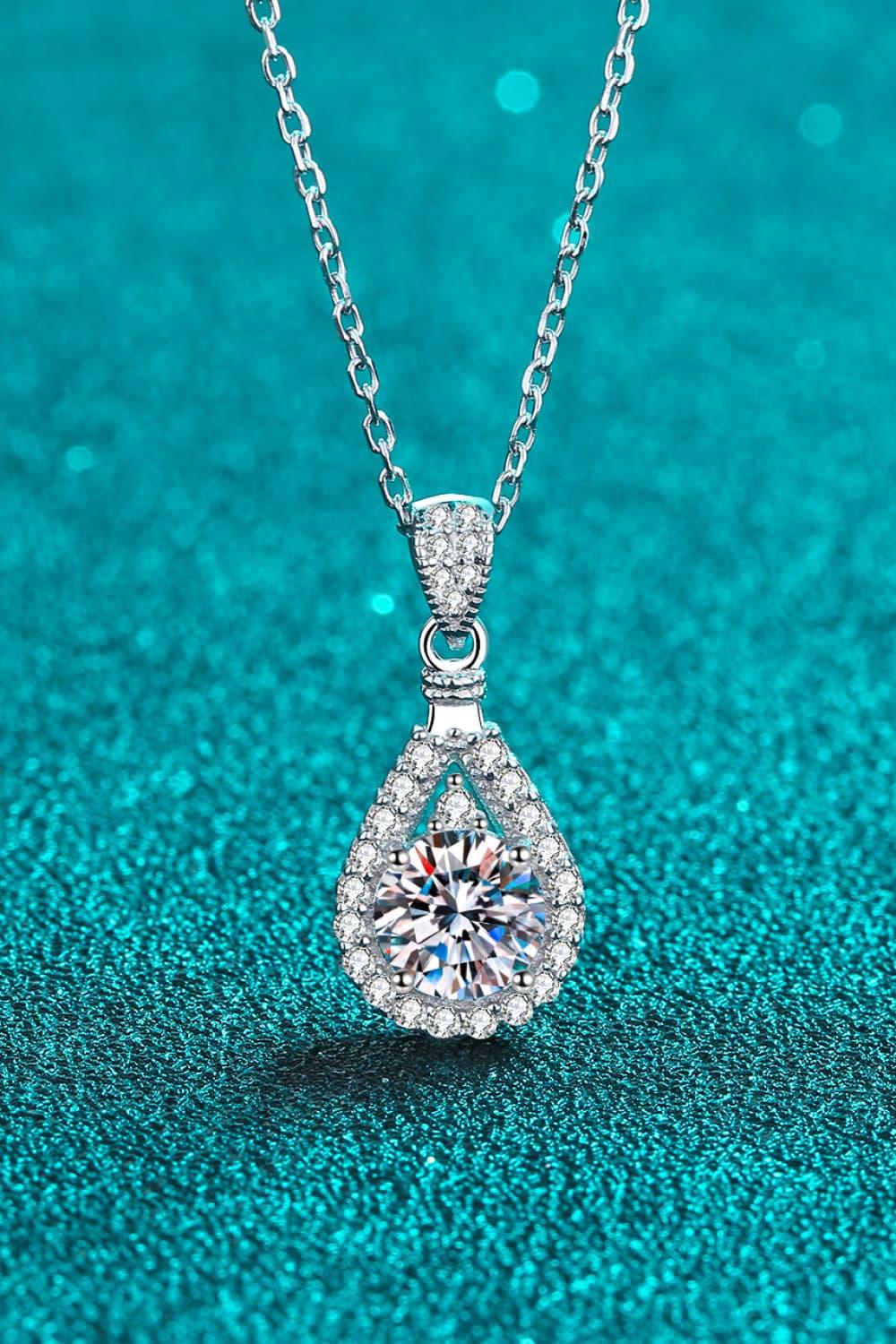 2 Carat Moissanite Teardrop Pendant 925 Sterling Silver Necklace - Lab Fashion, Home & Health