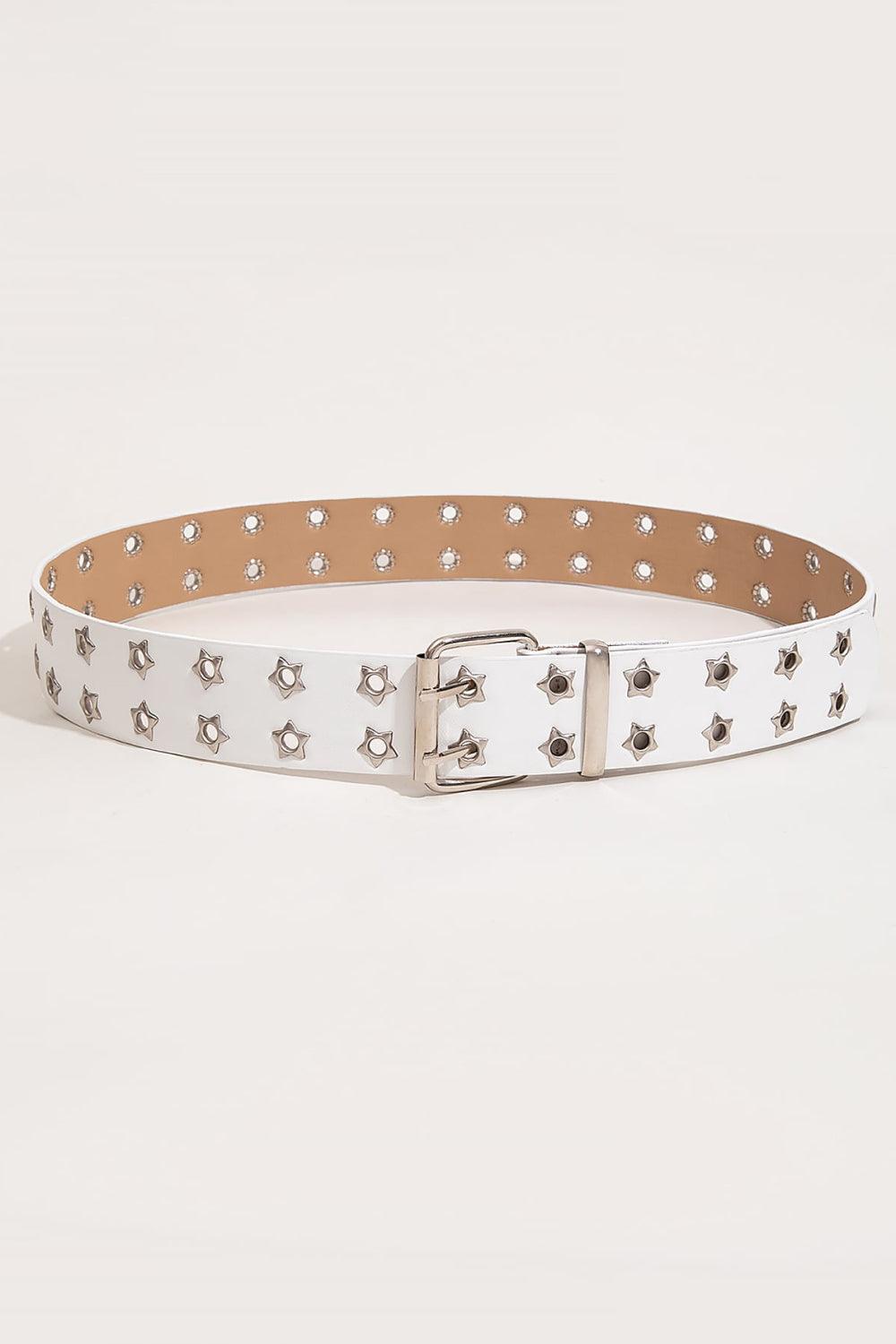 Double Row Star Grommet PU Leather Belt - Lab Fashion, Home & Health