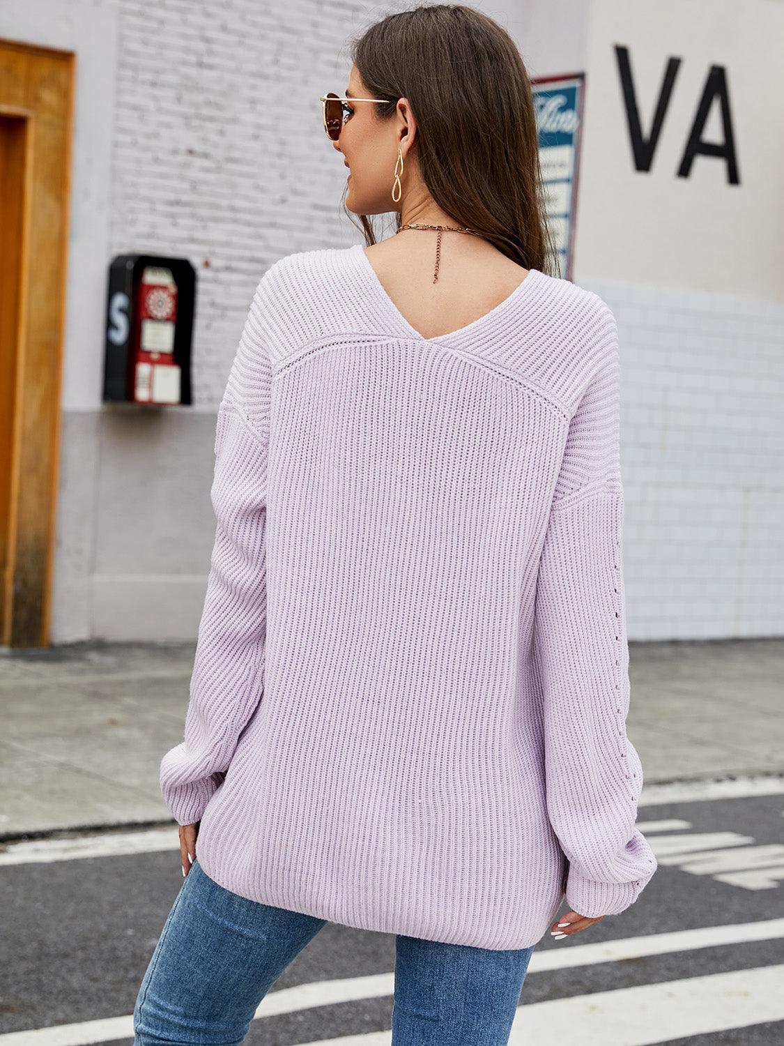 V-Neck Rib-Knit Top - Lab Fashion, Home & Health