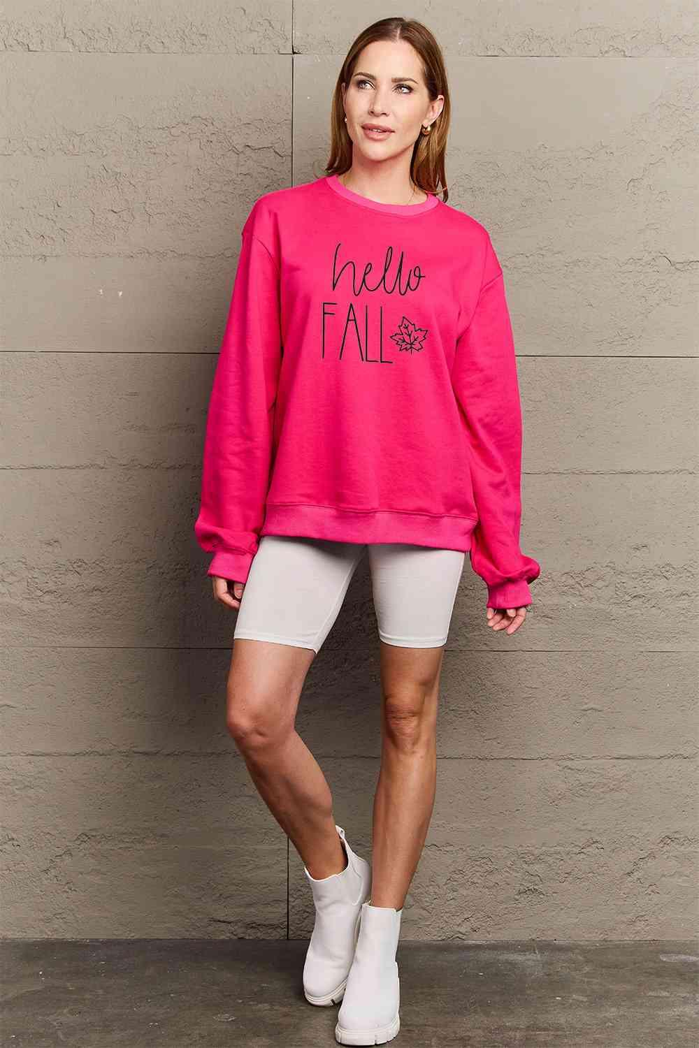 Simply Love Full Size HELLO FALL Graphic Sweatshirt - Lab Fashion, Home & Health