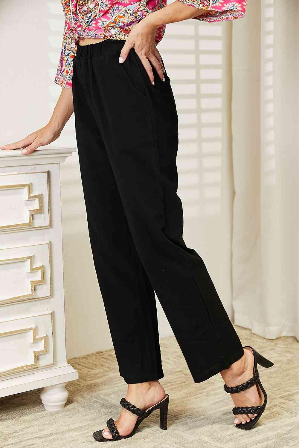Double Take Pull-On Pants with Pockets - Lab Fashion, Home & Health