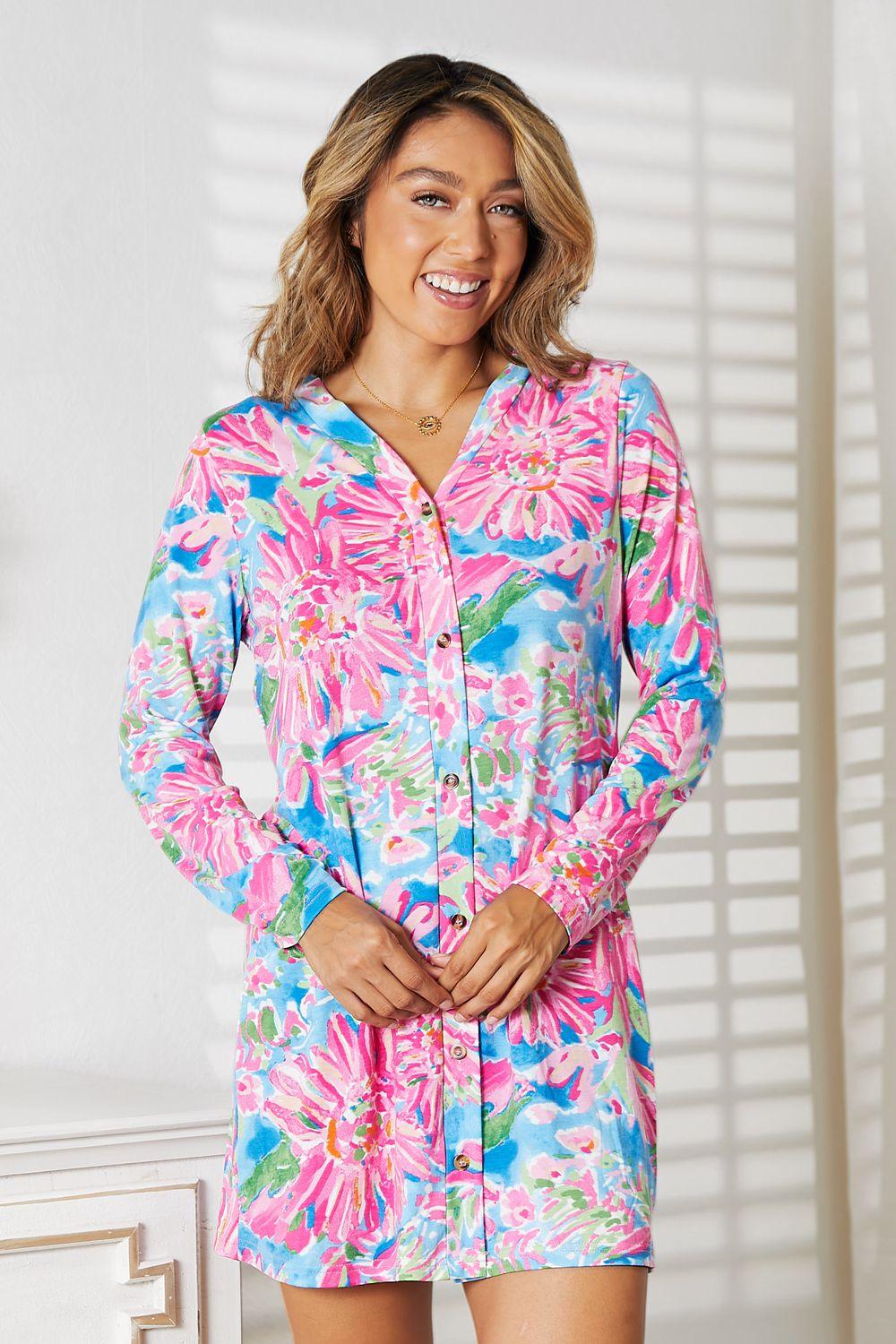 Double Take Floral Open Front Long Sleeve Cardigan - Lab Fashion, Home & Health