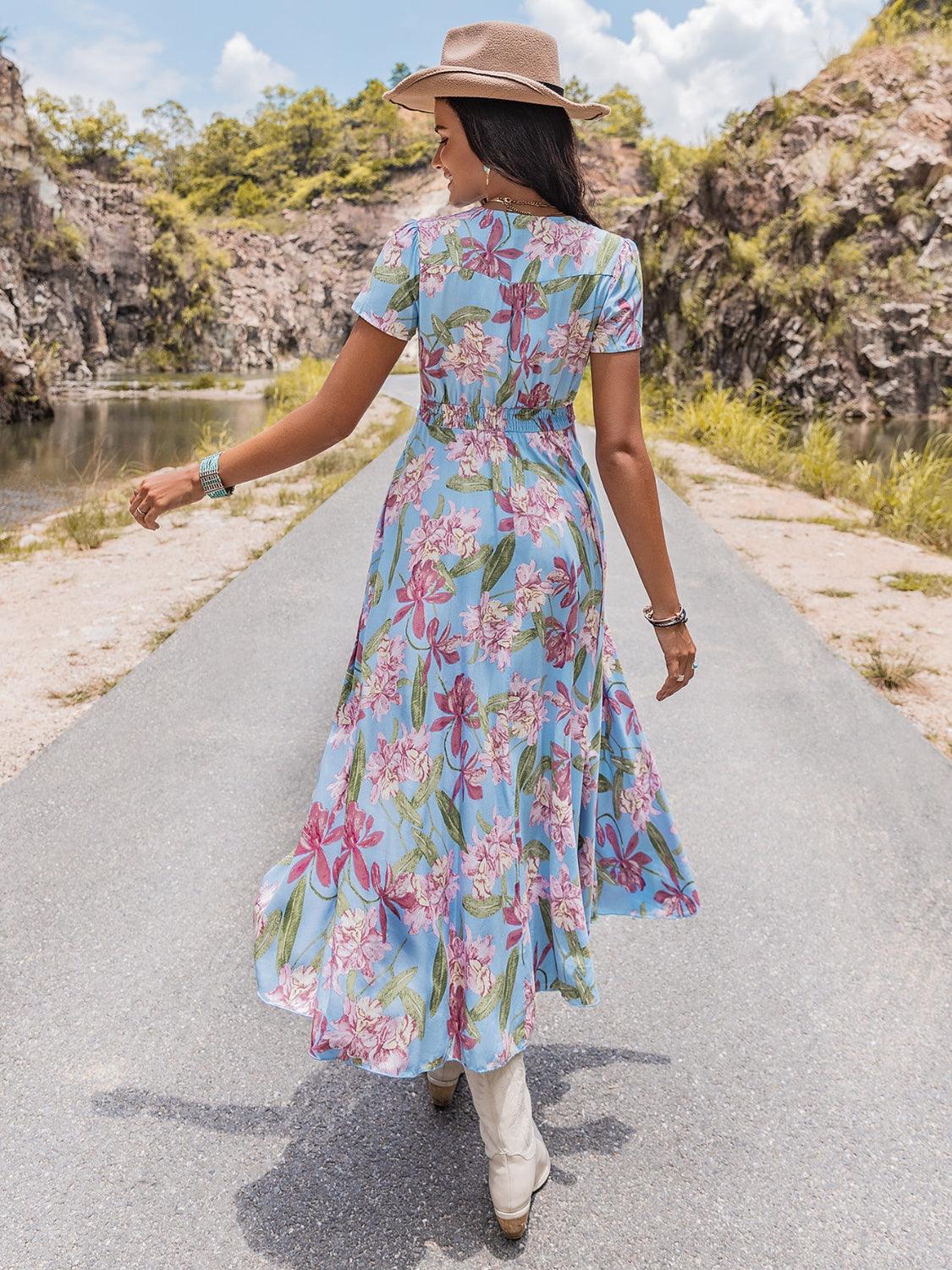 Floral Slit Dress - Lab Fashion, Home & Health