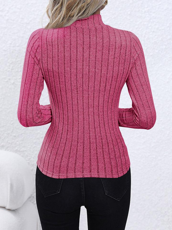 Mock Neck Long Sleeve Knit Top - Lab Fashion, Home & Health