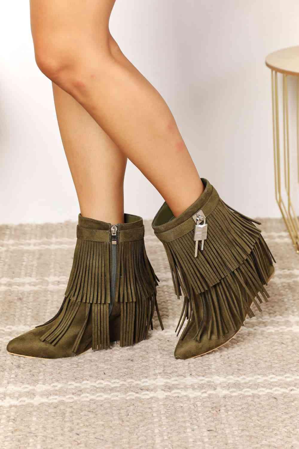 Legend Women's Tassel Wedge Heel Ankle Booties - Lab Fashion, Home & Health