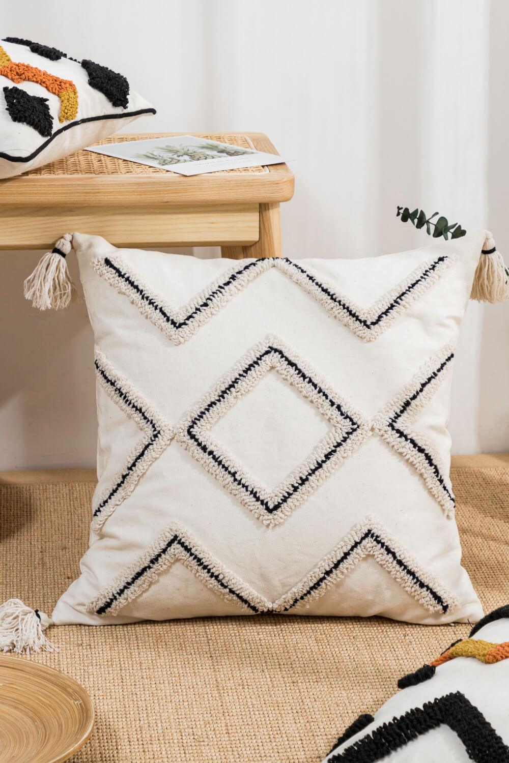 Geometric Embroidered Decorative Throw Pillow Case - Lab Fashion, Home & Health