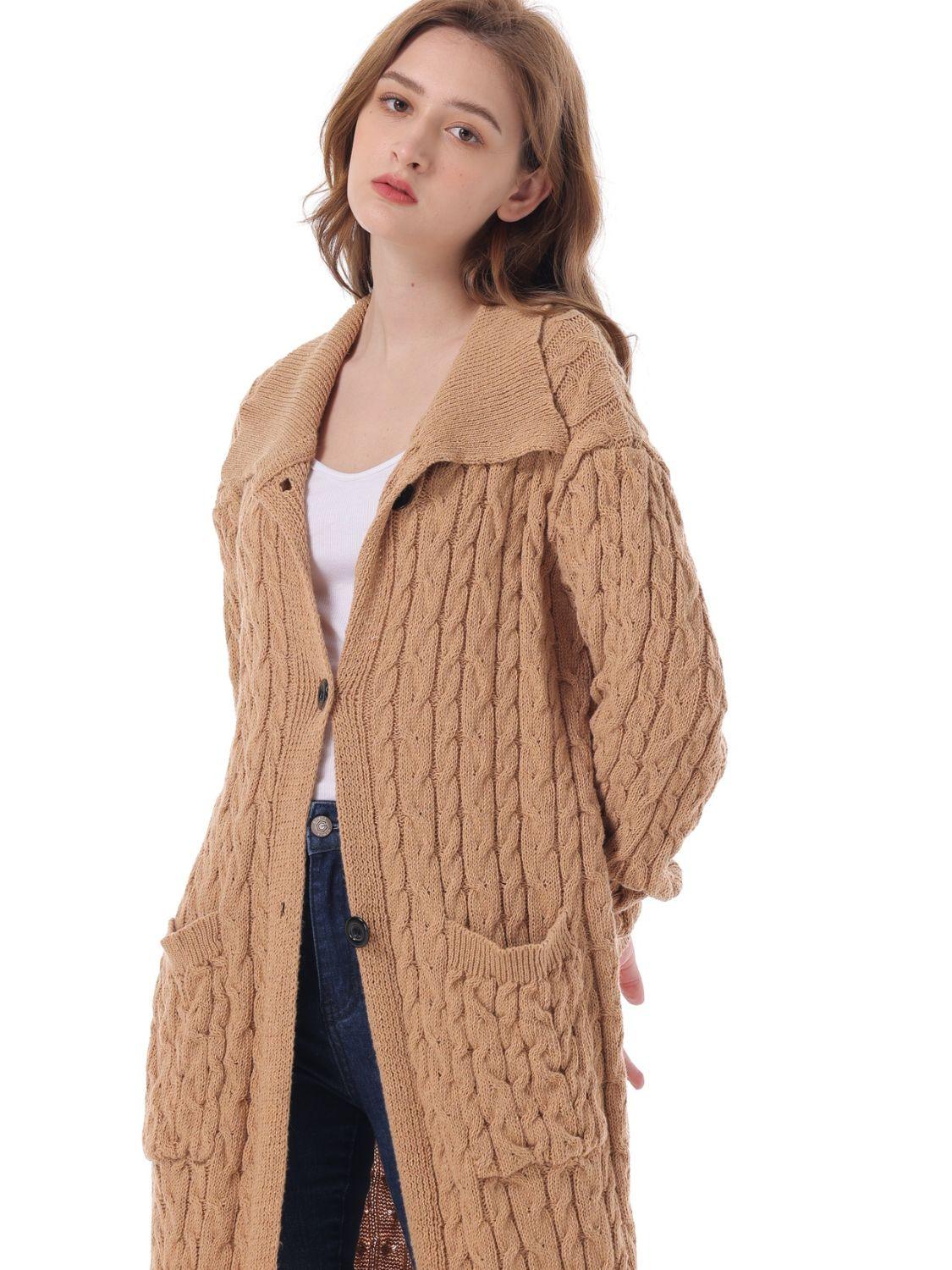 Collared Neck Cardigan with Pockets - Lab Fashion, Home & Health