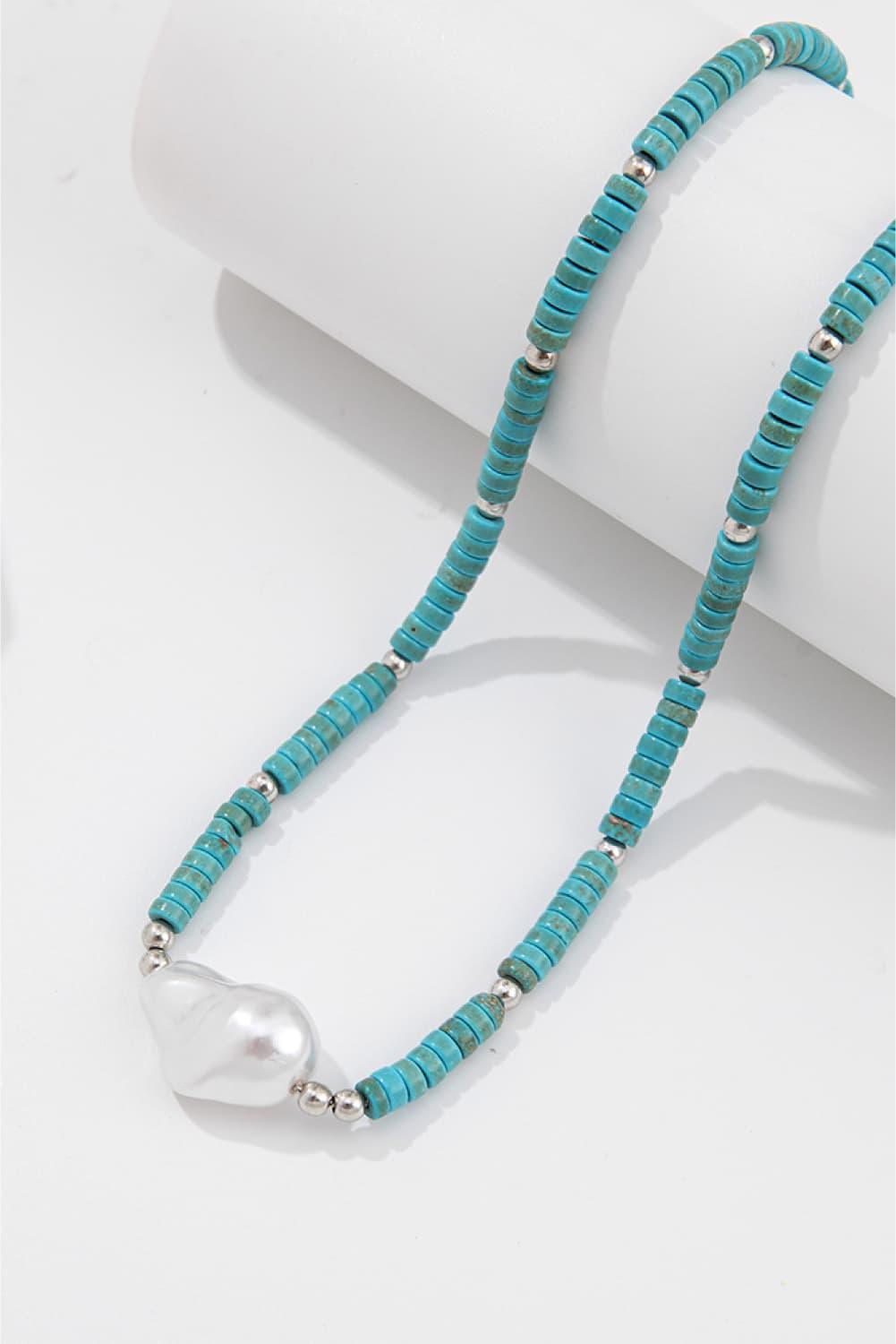 Turquoise & Pearl Necklace - Lab Fashion, Home & Health