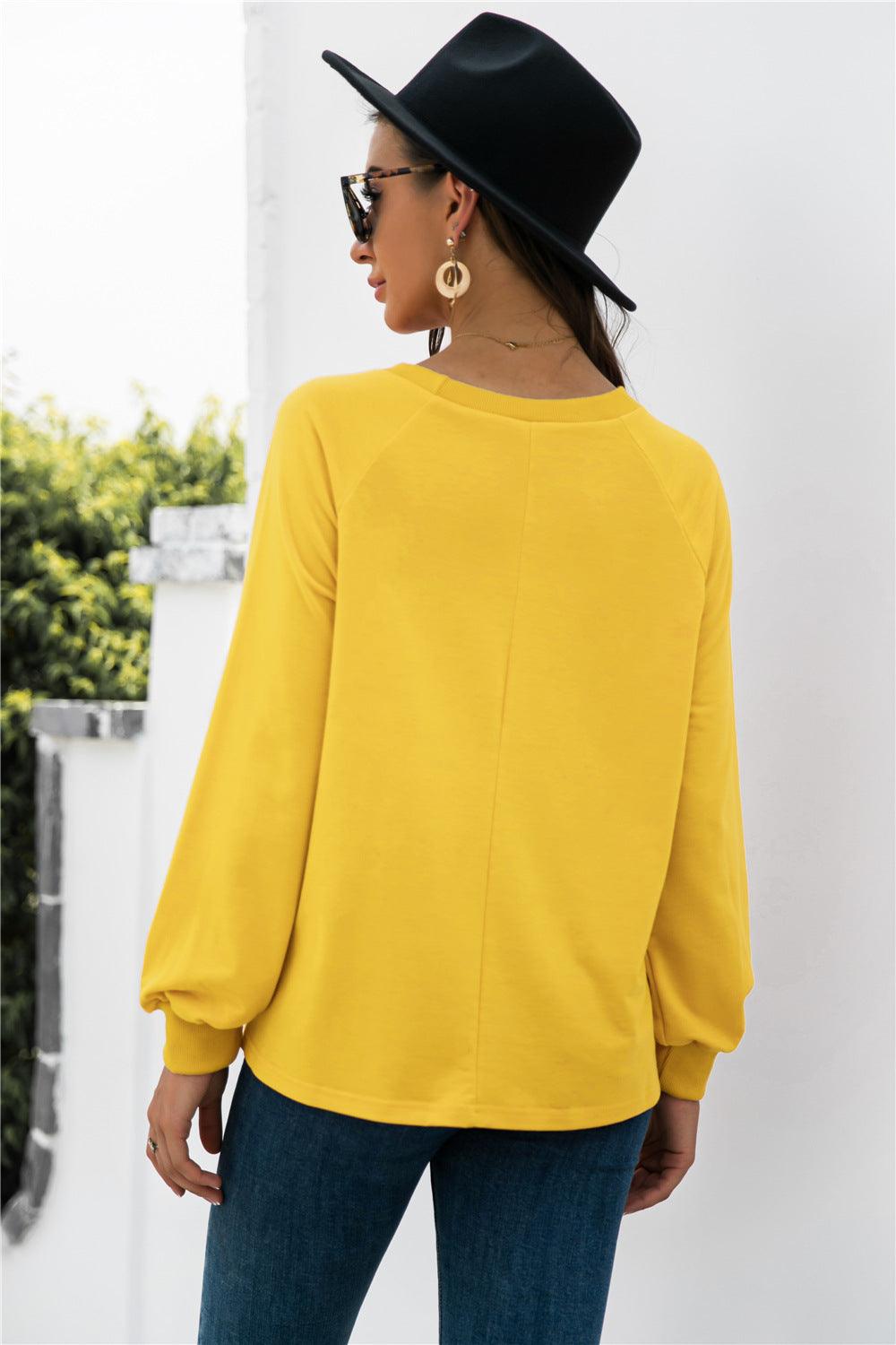 Round Neck Raglan Sleeve Sweatshirt - Lab Fashion, Home & Health