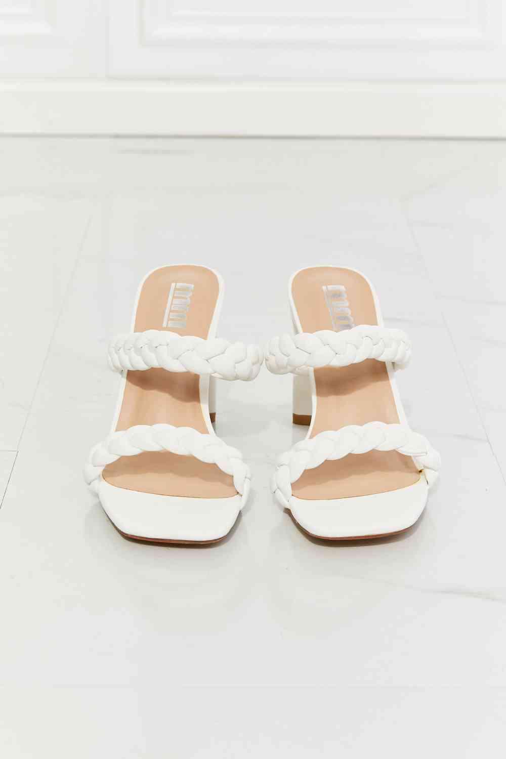 MMShoes In Love Double Braided Block Heel Sandal in White - Lab Fashion, Home & Health