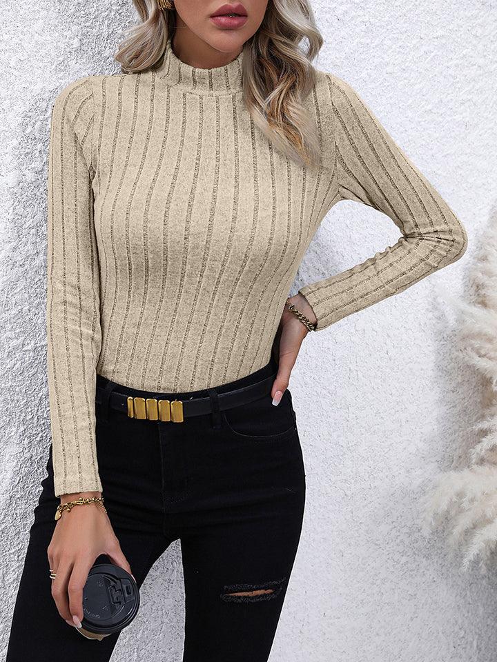 Mock Neck Long Sleeve Knit Top - Lab Fashion, Home & Health