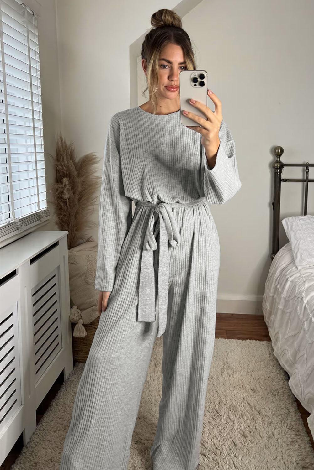 Long Sleeve Round Neck Jumpsuit - Lab Fashion, Home & Health