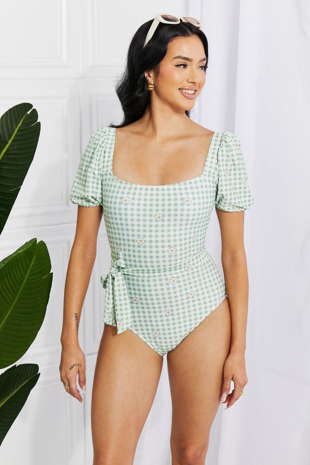 Marina West Swim Salty Air Puff Sleeve One-Piece in Sage - Lab Fashion, Home & Health