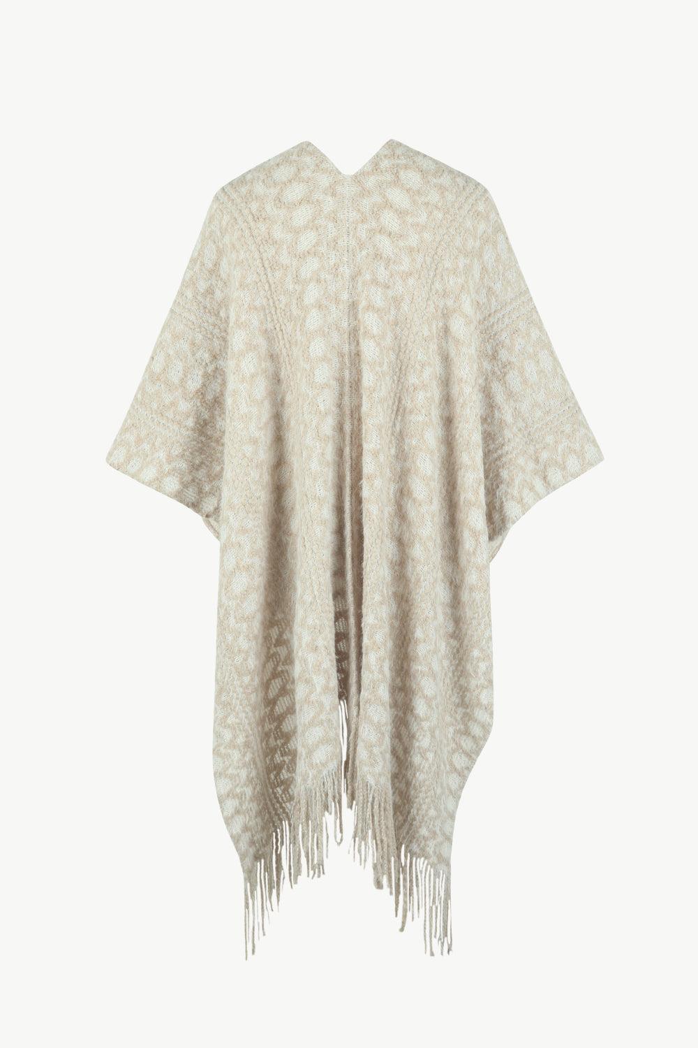 Open Front Fringe Hem Poncho - Lab Fashion, Home & Health