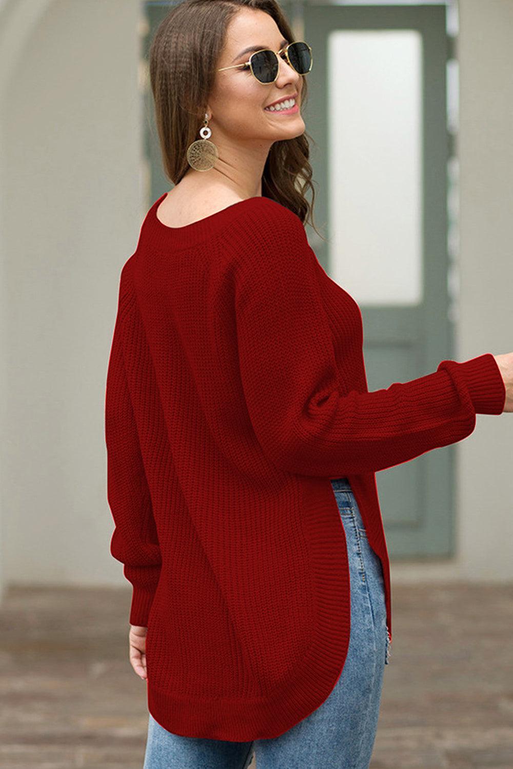 Round Neck Ribbed Knit Top - Lab Fashion, Home & Health