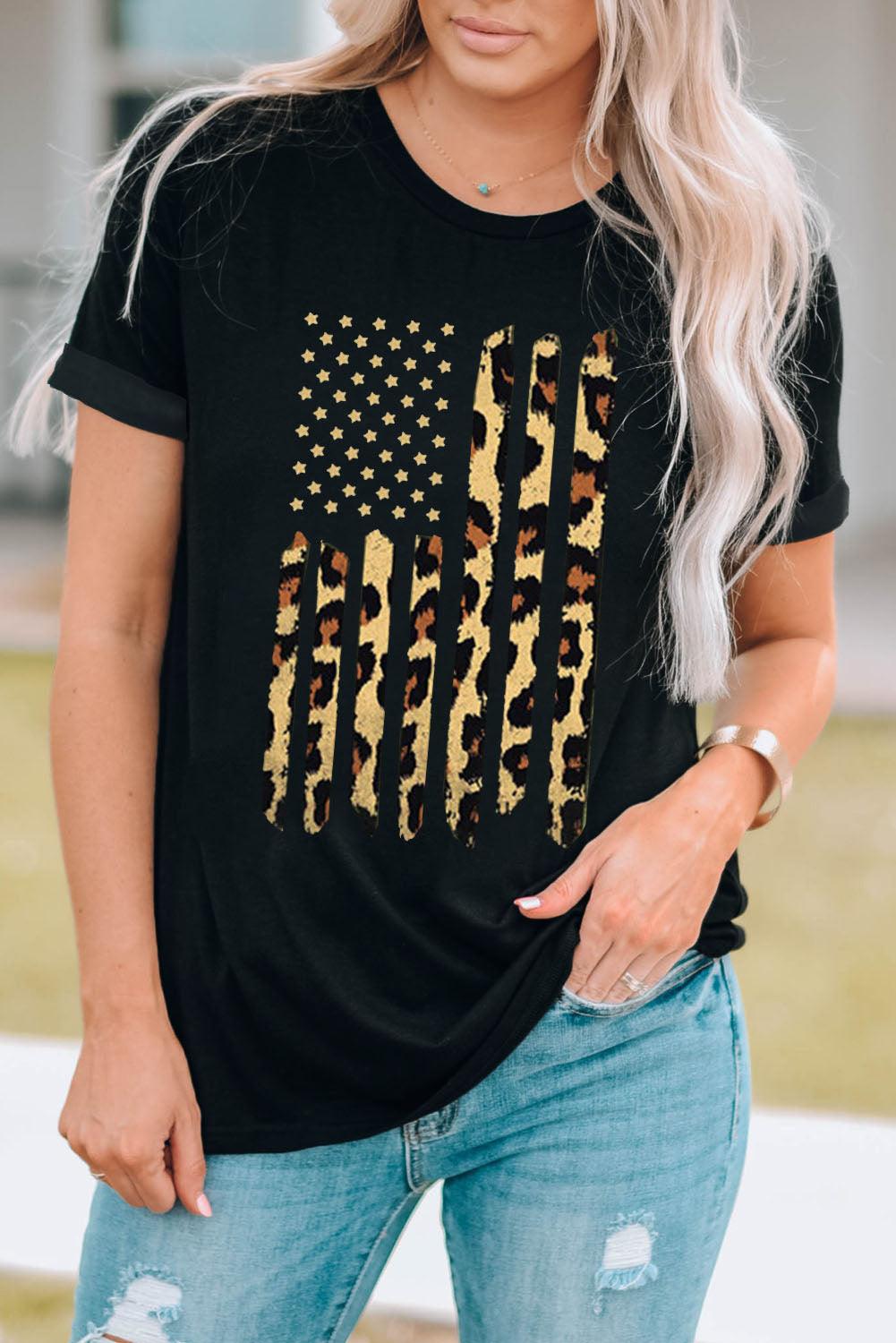 Stars and Stripes Graphic Round Neck Tee - Lab Fashion, Home & Health