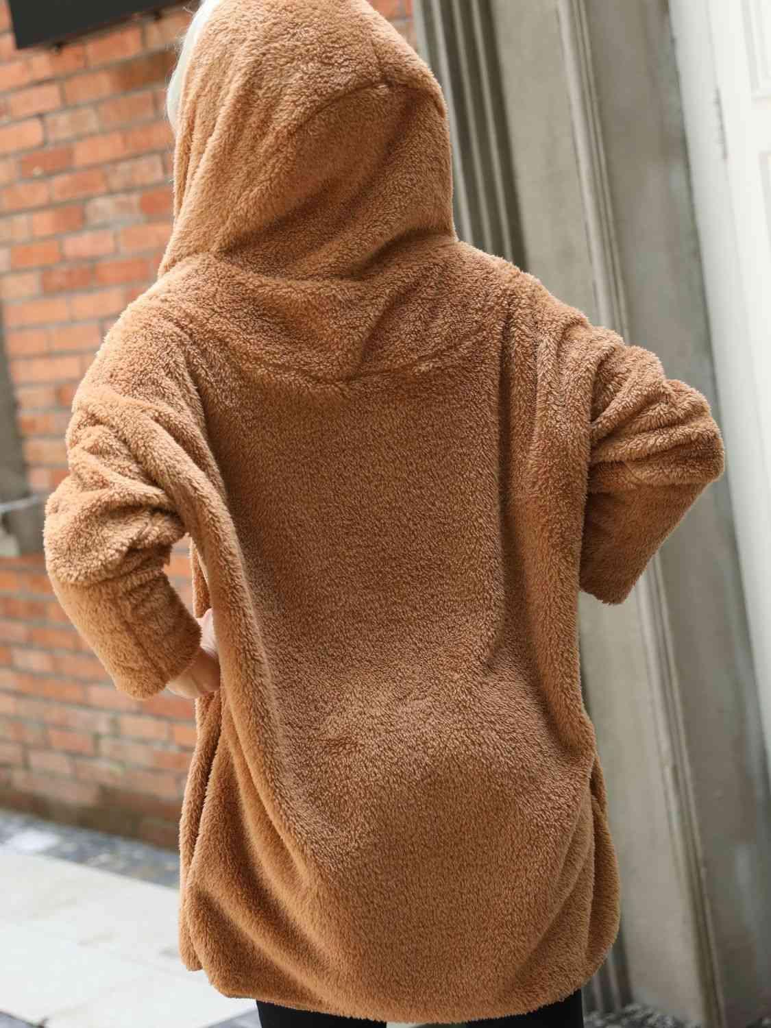 Open Front Hooded Teddy Coat - Lab Fashion, Home & Health