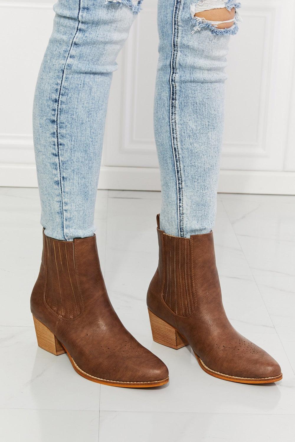 MMShoes Love the Journey Stacked Heel Chelsea Boot in Chestnut - Lab Fashion, Home & Health