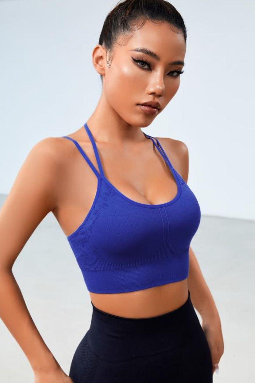 Strappy Scoop Neck Sports Bra - Lab Fashion, Home & Health