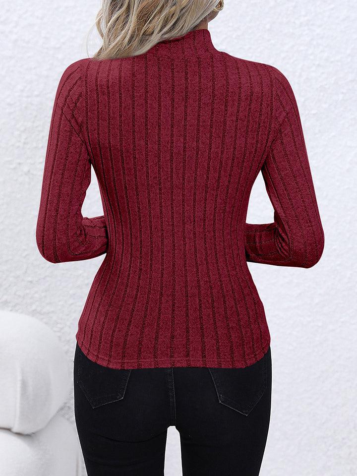 Mock Neck Long Sleeve Knit Top - Lab Fashion, Home & Health