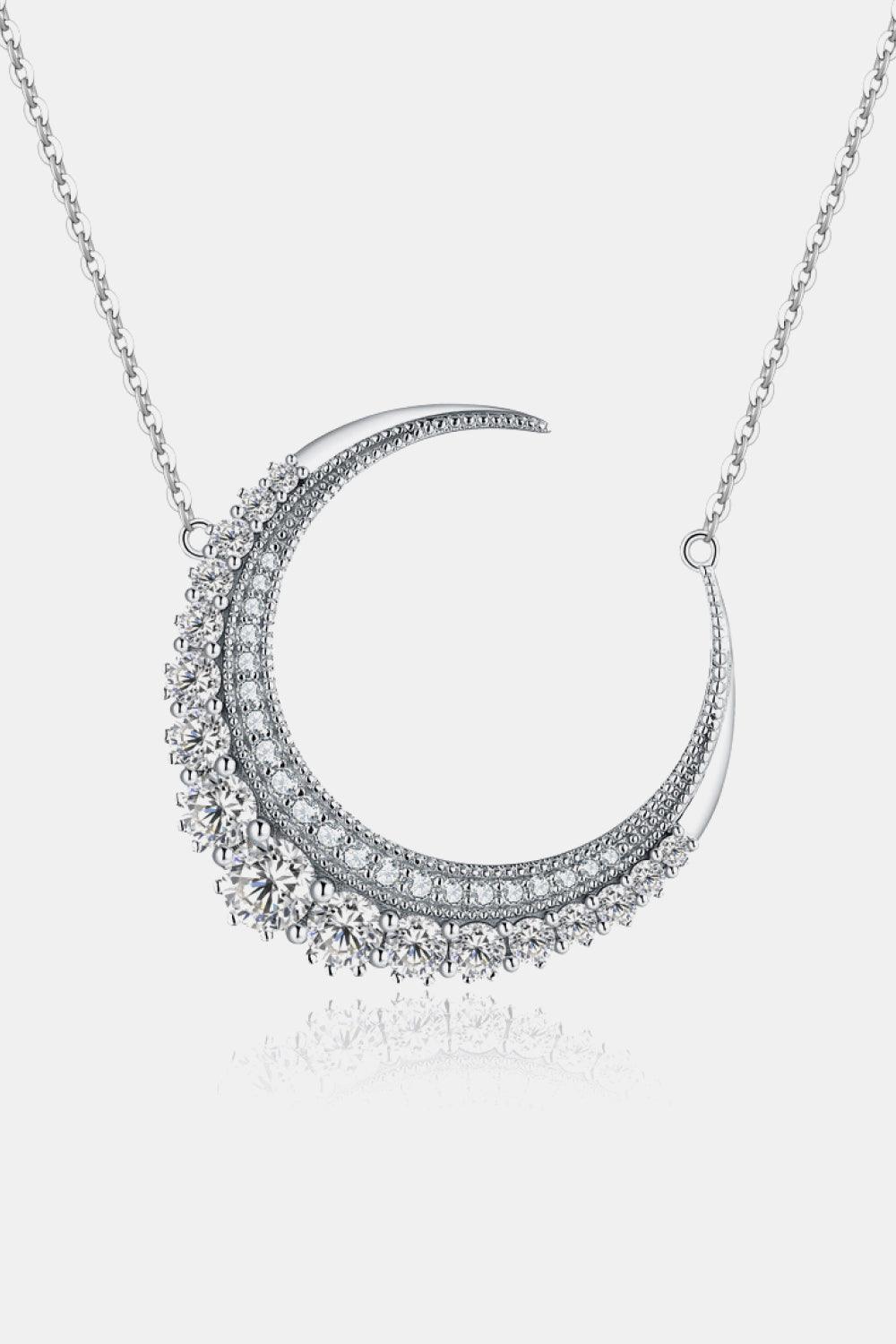 1.8 Carat Moissanite Crescent Moon Shape Pendant Necklace - Lab Fashion, Home & Health