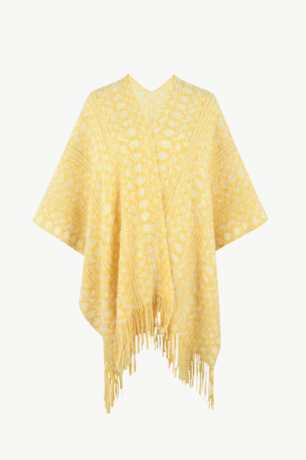 Open Front Fringe Hem Poncho - Lab Fashion, Home & Health