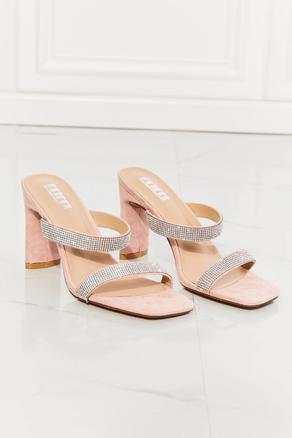 MMShoes Leave A Little Sparkle Rhinestone Block Heel Sandal in Pink - Lab Fashion, Home & Health