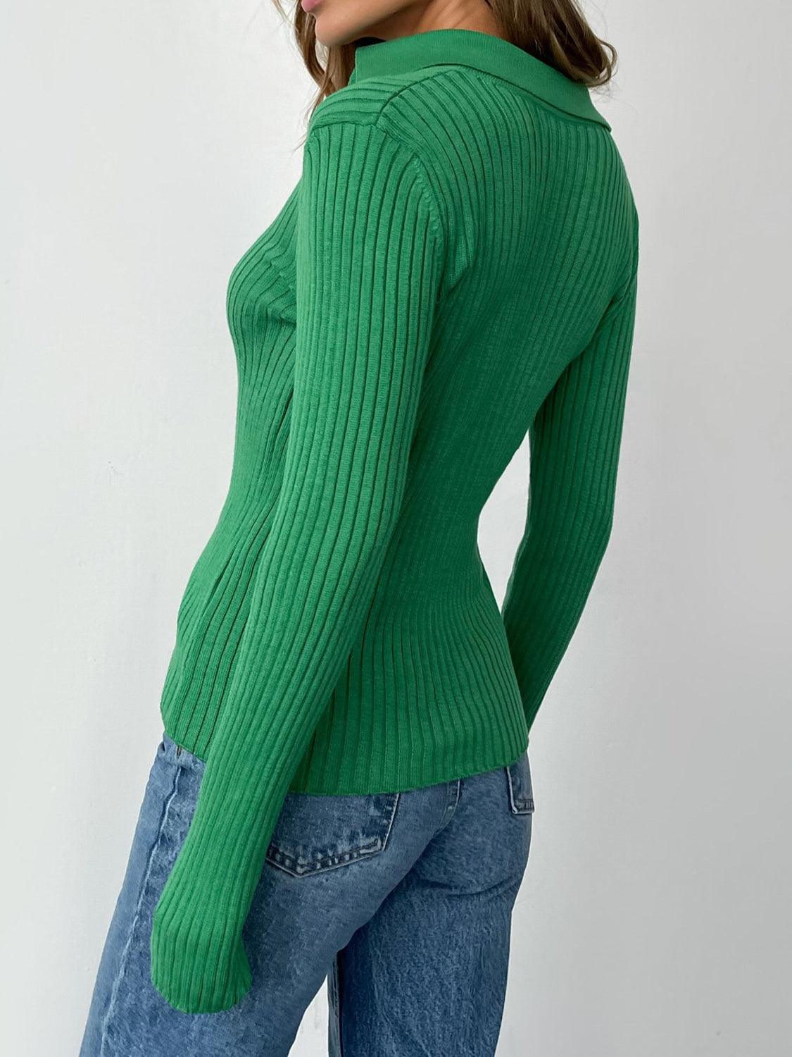 Johnny Collar Rib-Knit Top - Lab Fashion, Home & Health