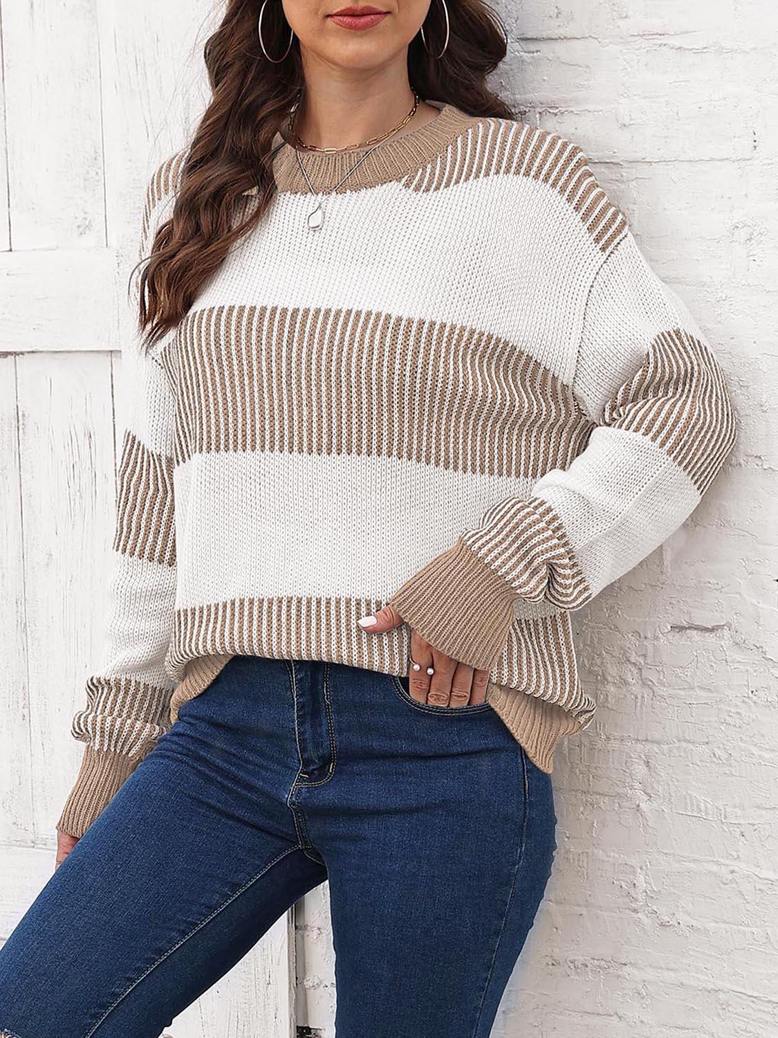 Full Size Round Neck Drop Shoulder Sweater - Lab Fashion, Home & Health